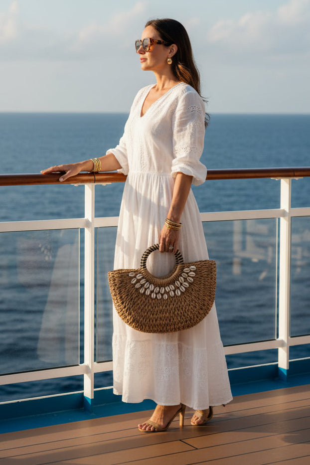 Ocean Whisper Seashell Woven Handbag